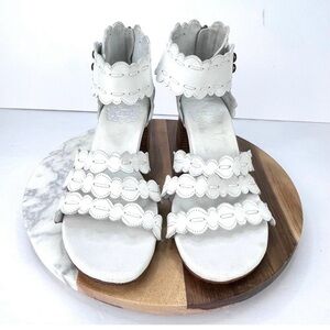 ELF White Scalloped Strappy Sandals
